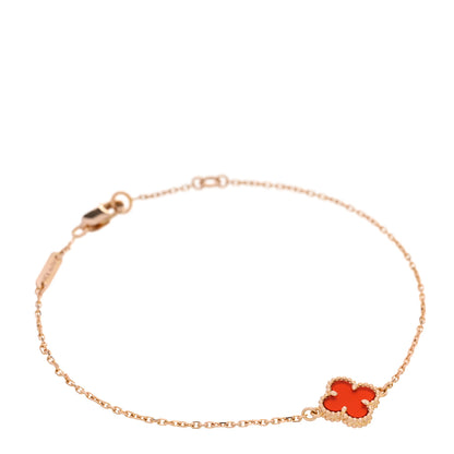 Van Cleef & Arpels 18K Rose Gold Carnelian Sweet Alhambra Bracelet 1 of 5