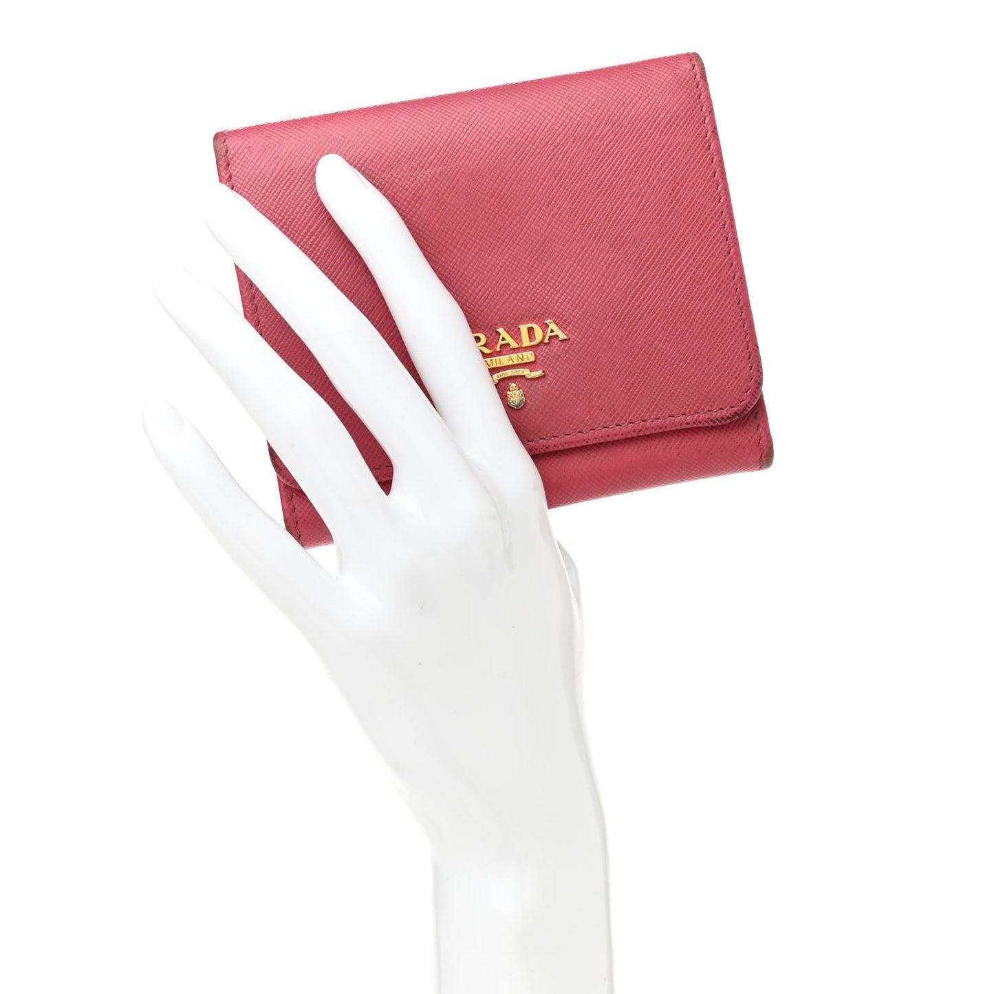 Saffiano Metal Tri-Fold Wallet Peonia