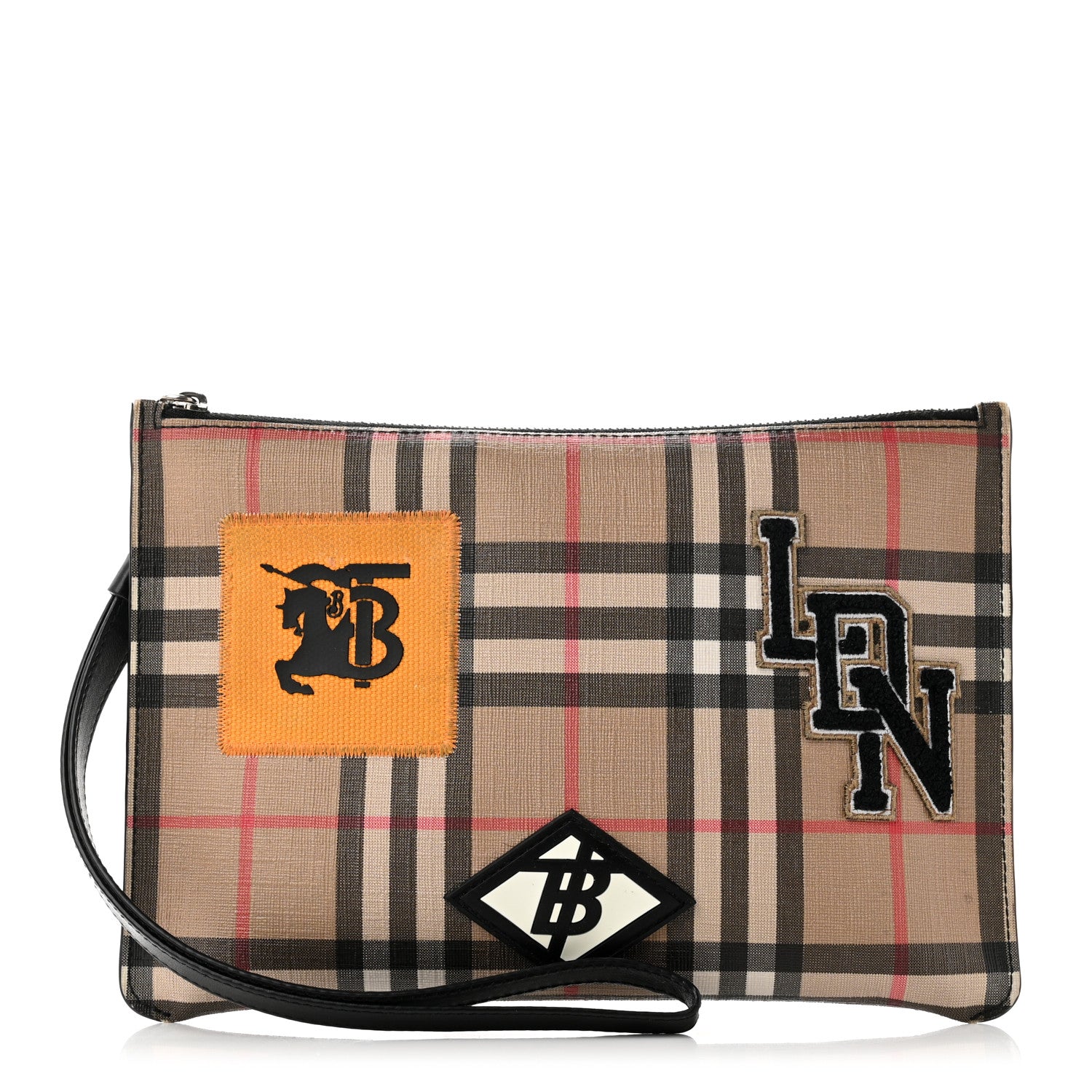 Burberry Coated Canvas House Check Patches Zip Pouch Black 1 of 6