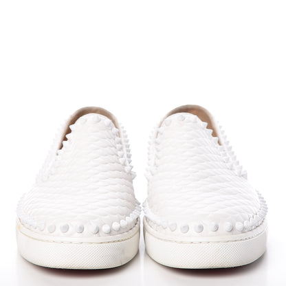 Christian Louboutin Nappa Scallop Embossed Spikes Roller Boat Flat 39 White 2 of 18