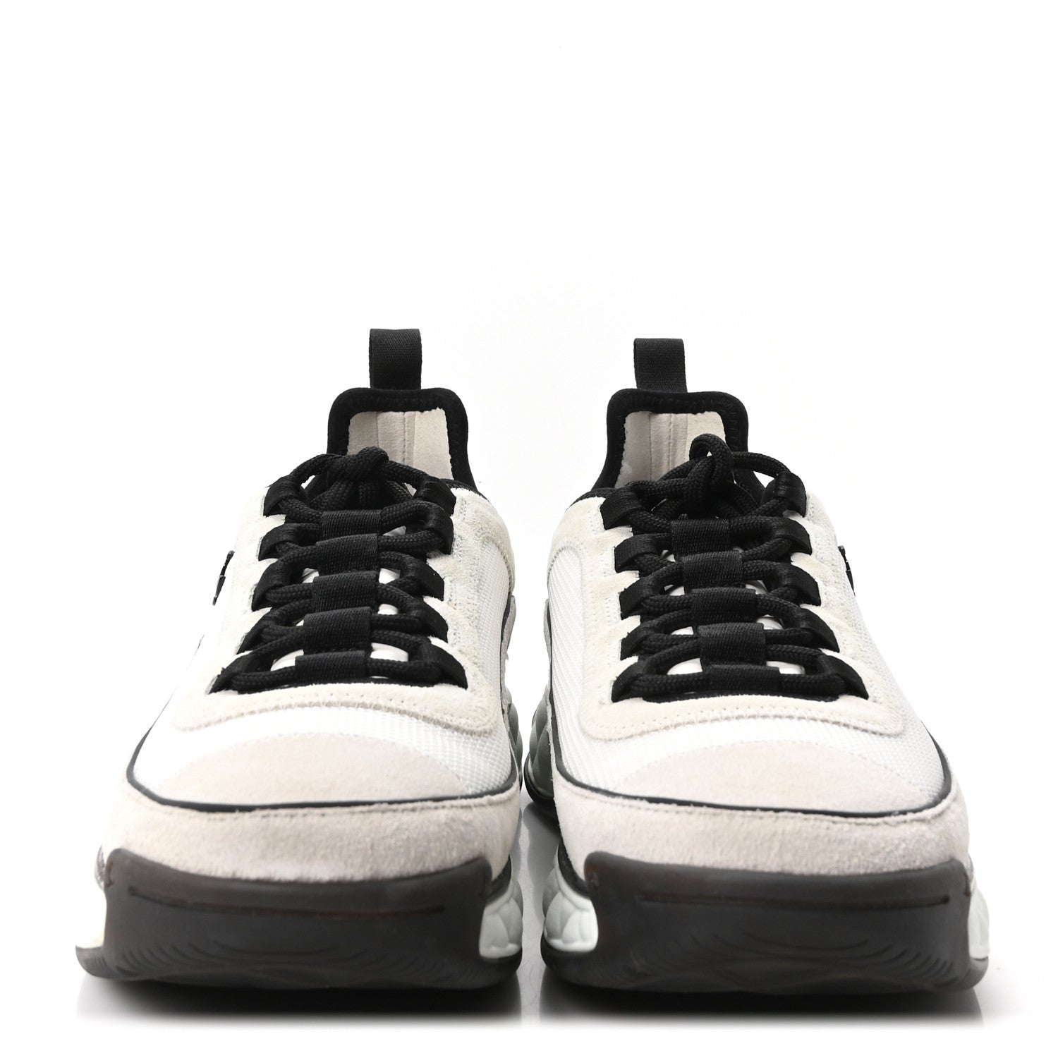 Chanel Fabric Suede Calfskin CC Sneakers 40 White Light Grey 3 of 10