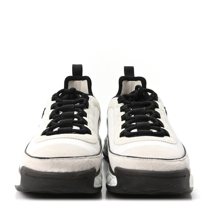 Chanel Fabric Suede Calfskin CC Sneakers 40 White Light Grey 3 of 10