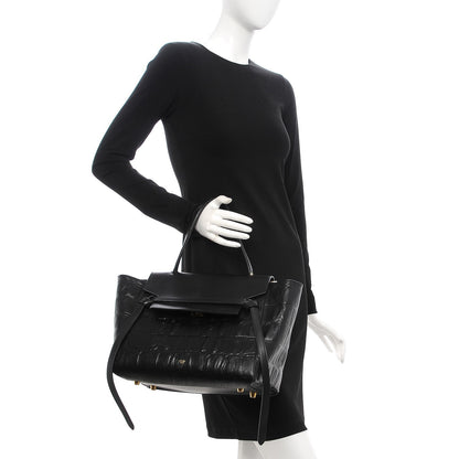 Celine Calfskin Crocodile Embossed Small Belt Bag Black 2 of 10