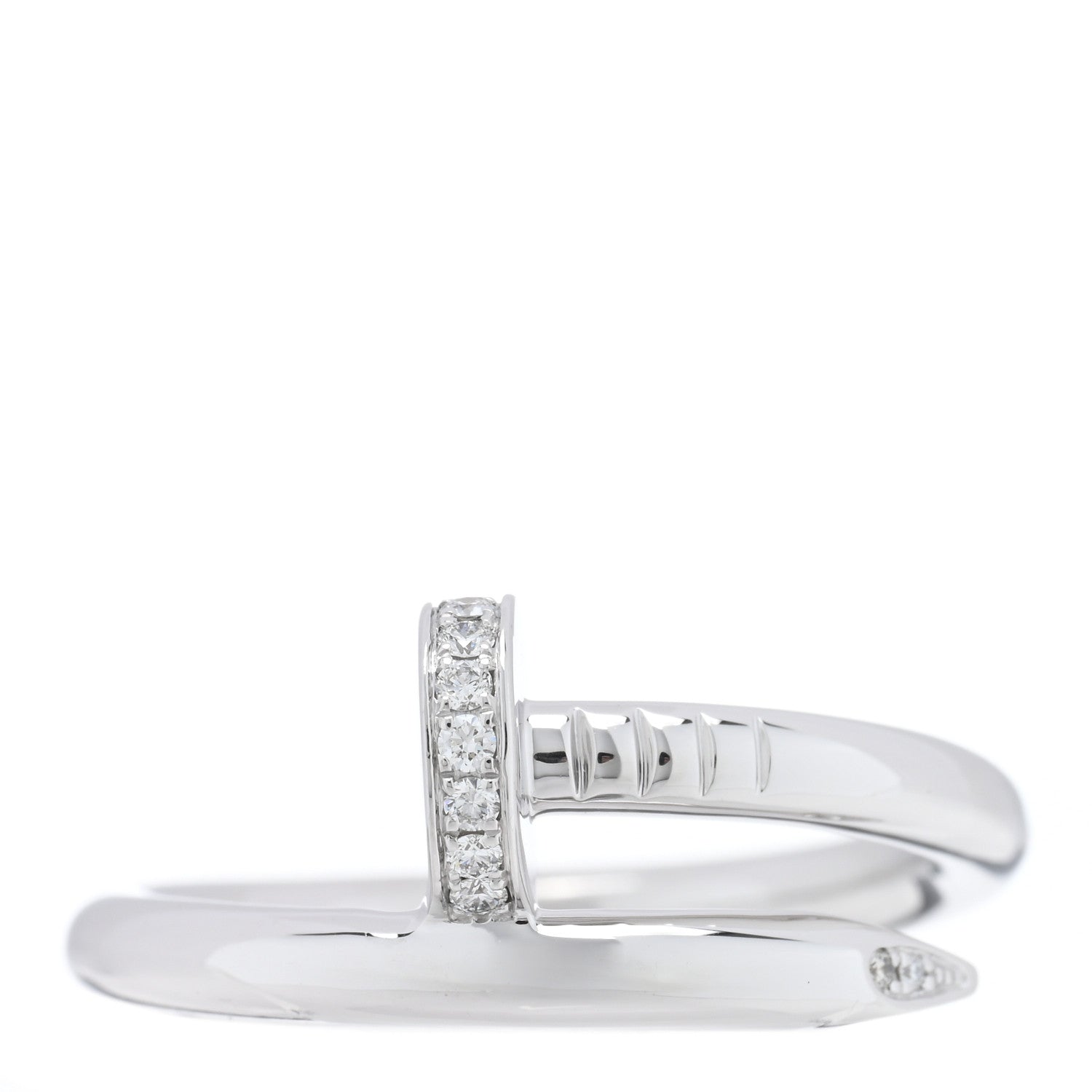 Cartier 18K White Gold Diamond Juste Un Clou Ring 57 8 1 of 5