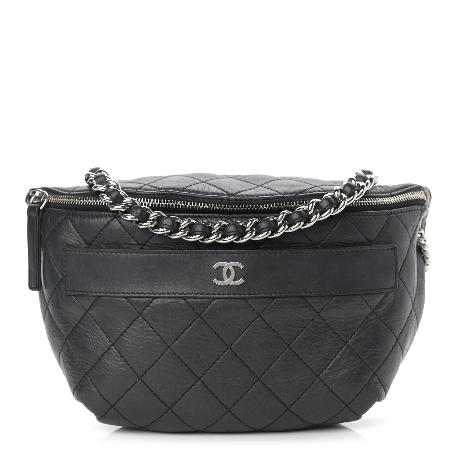 Chanel Aged Calfskin Quilted Crossbody Double Chain Bag Black 1 of 9