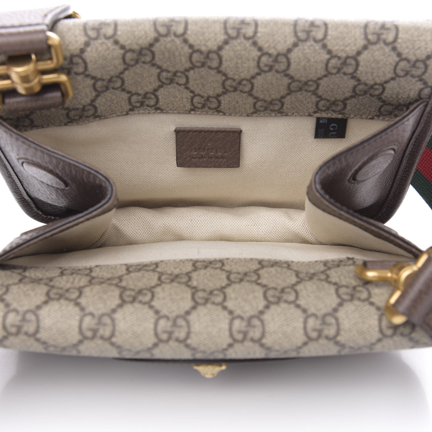 Gucci GG Supreme Monogram Web Small Neo Vintage Double Flap Messenger Bag Beige New Acero 6 of 13