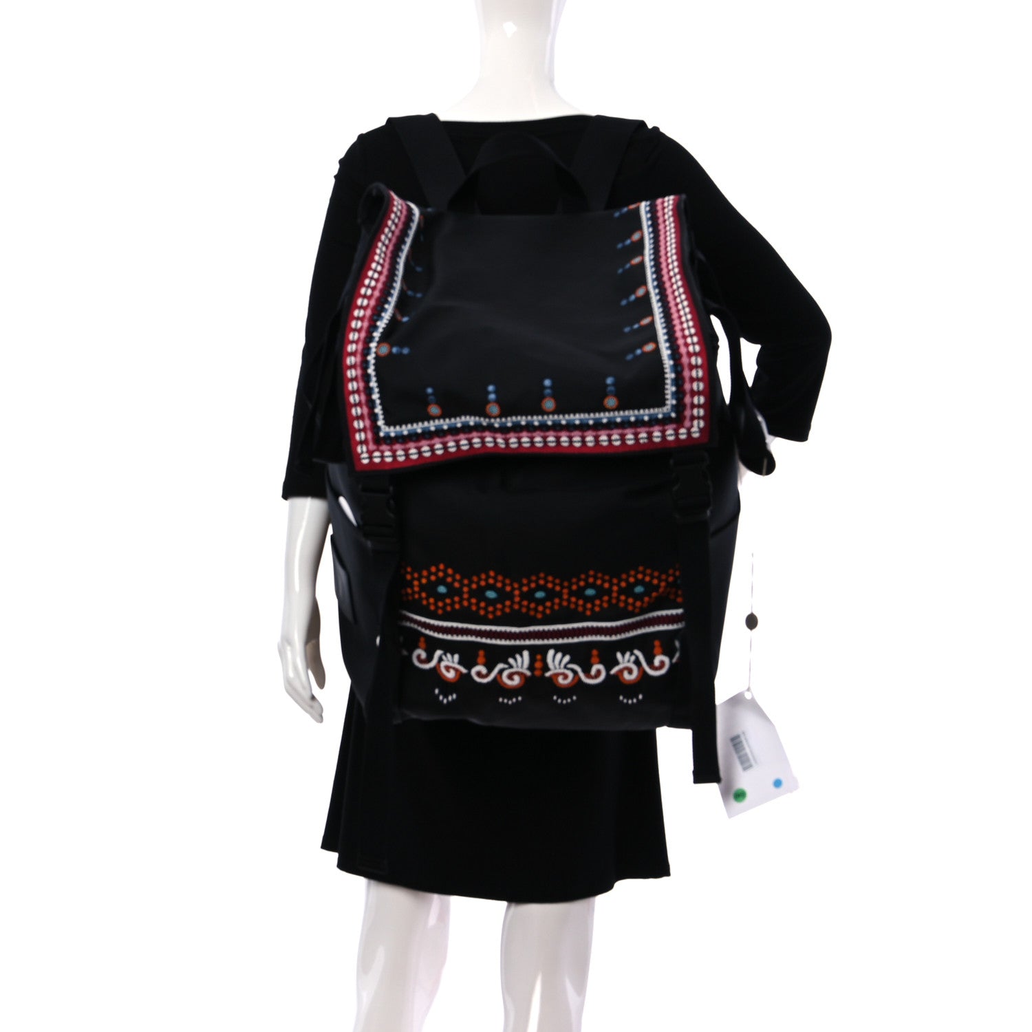 Valentino Garavani Nylon Embroidered Beaded Backpack Black Multicolor 2 of 11