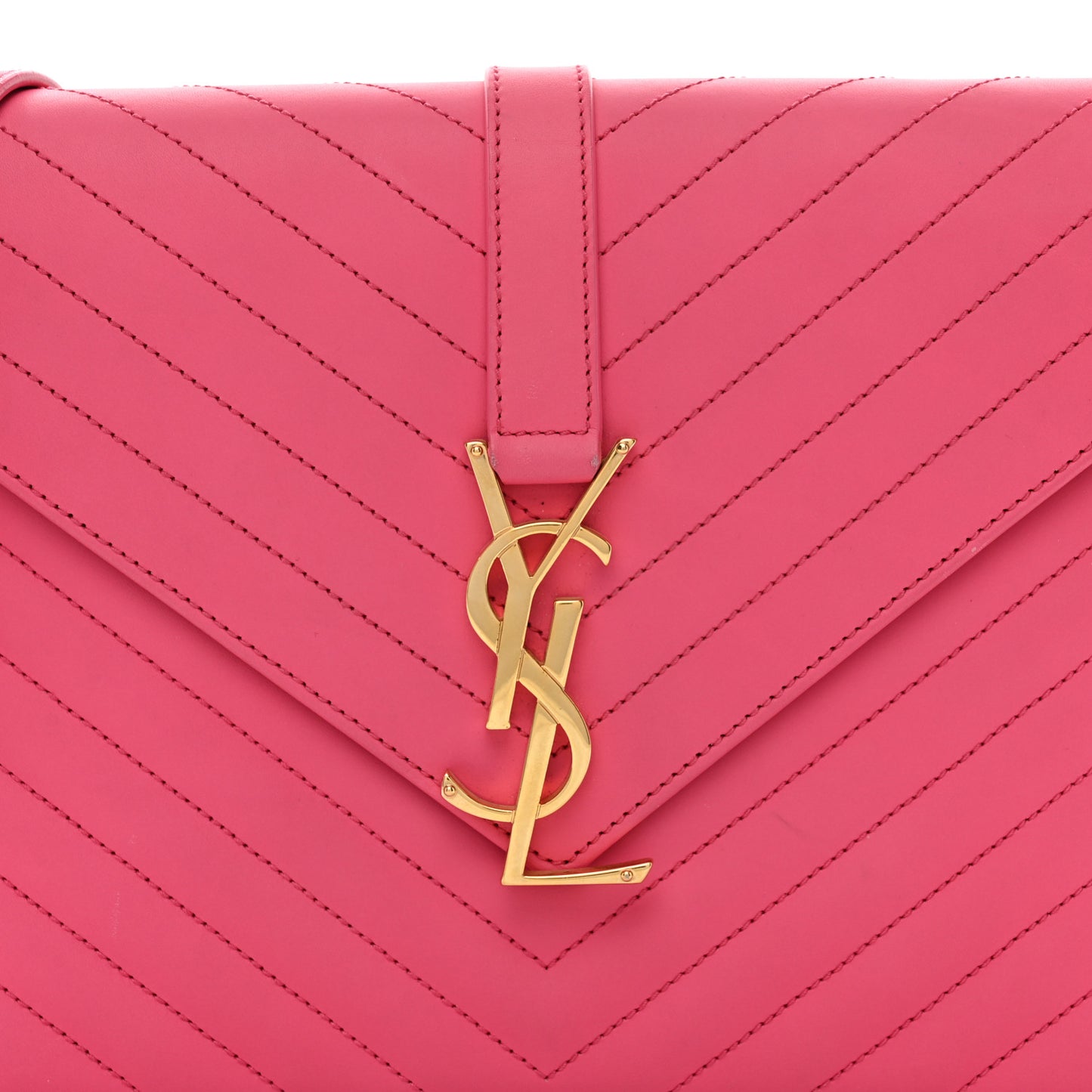 Calfskin Monogram Chevron Shoulder Bag Fuchsia
