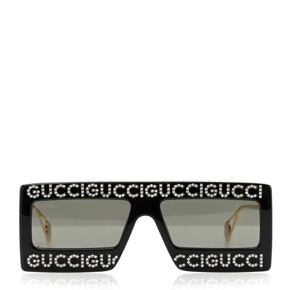 Gucci Acetate Crystal Mask-Frame Sunglasses GG0431S Black 2 of 8
