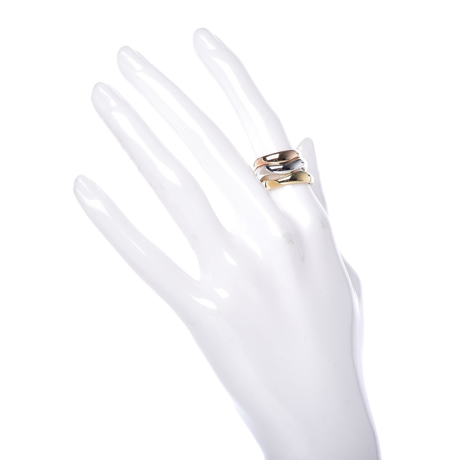 Cartier 18K Pink Yellow White Gold Love Me Band Ring Set of 3 50 5.25 2 of 6