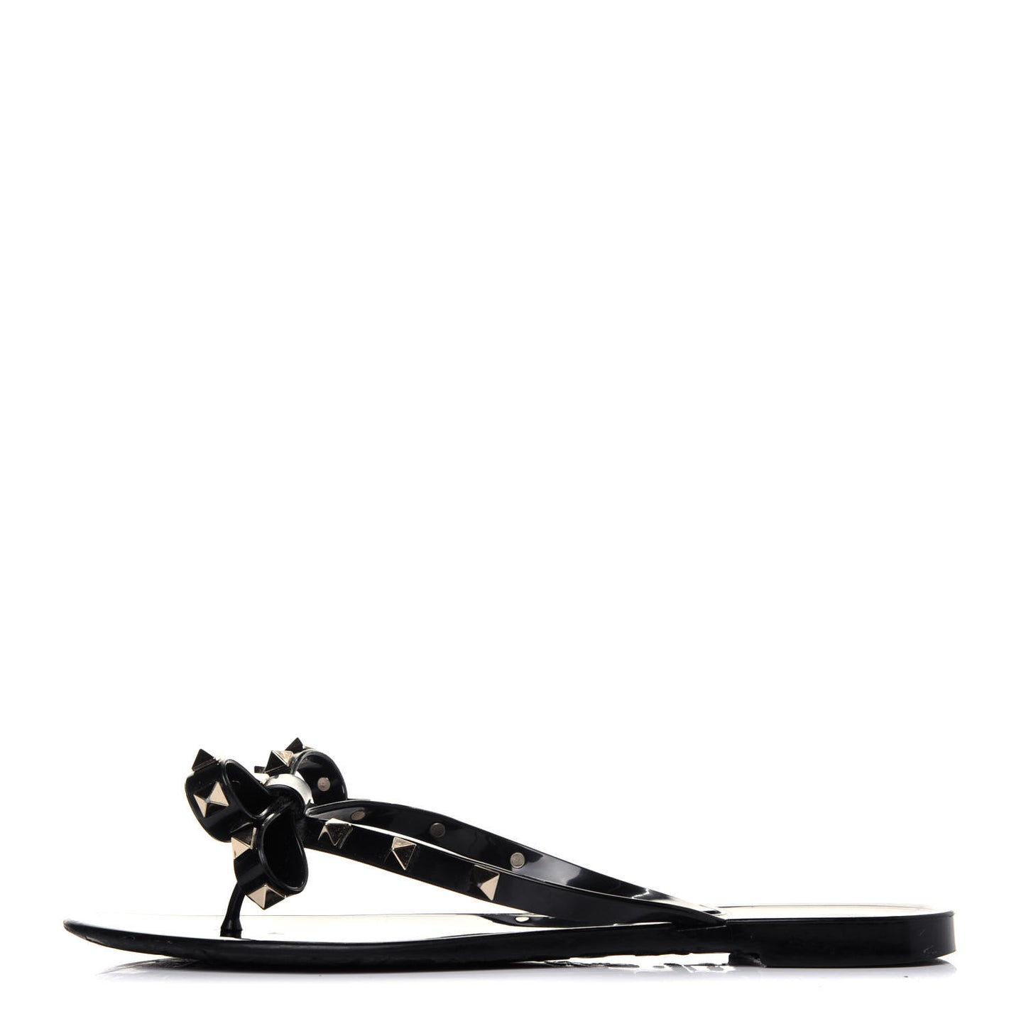 PVC Jelly Rockstud Bow Thong Sandals 39 Black