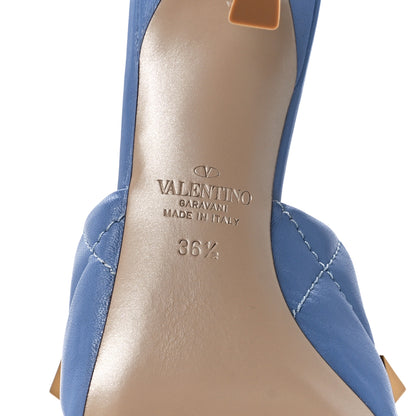 Valentino Garavani Nappa Quilted Roman Stud 65mm Slide Sandals 36.5 Niagara 6 of 9