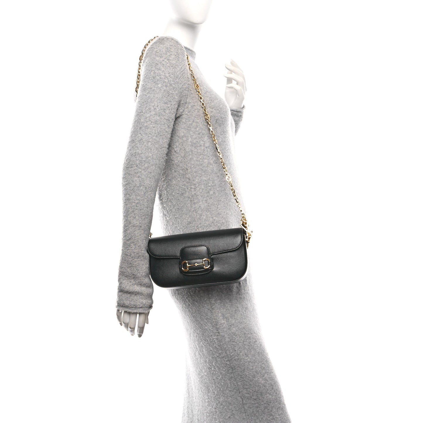 Azalea Calfskin Small Horsebit 1955 Chain Shoulder Bag Black