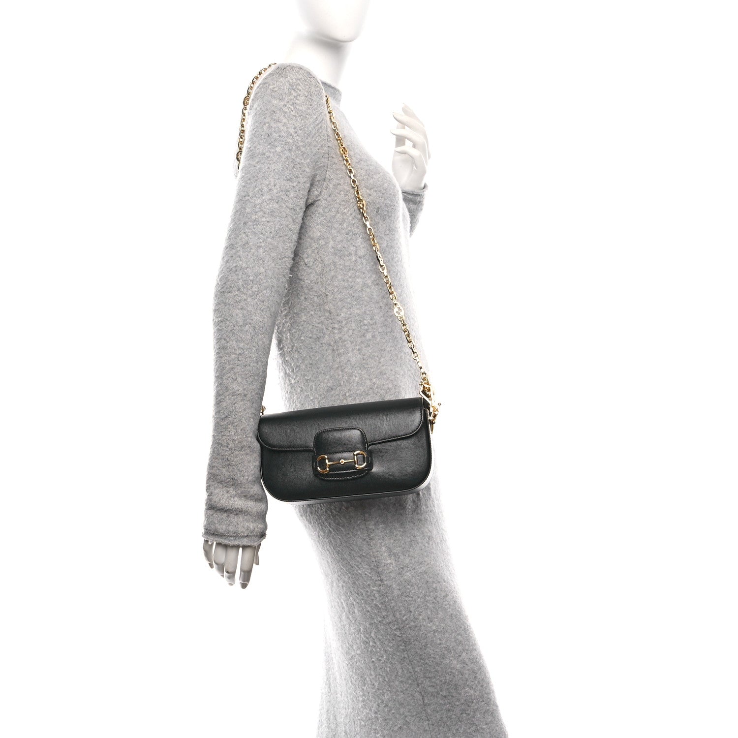 Gucci Azalea Calfskin Small Horsebit 1955 Chain Shoulder Bag Black 2 of 10