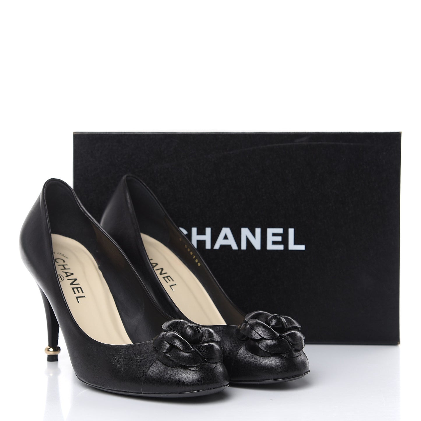 Lambskin Camellia Pumps 39.5 Black