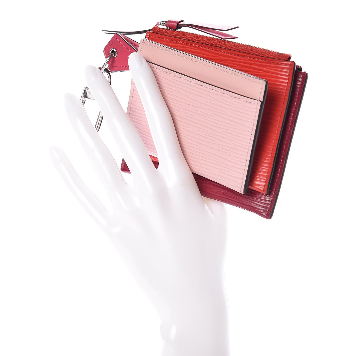 Epi Trio Card Case Wallet Rose Ballerine Rouge Fuchsia