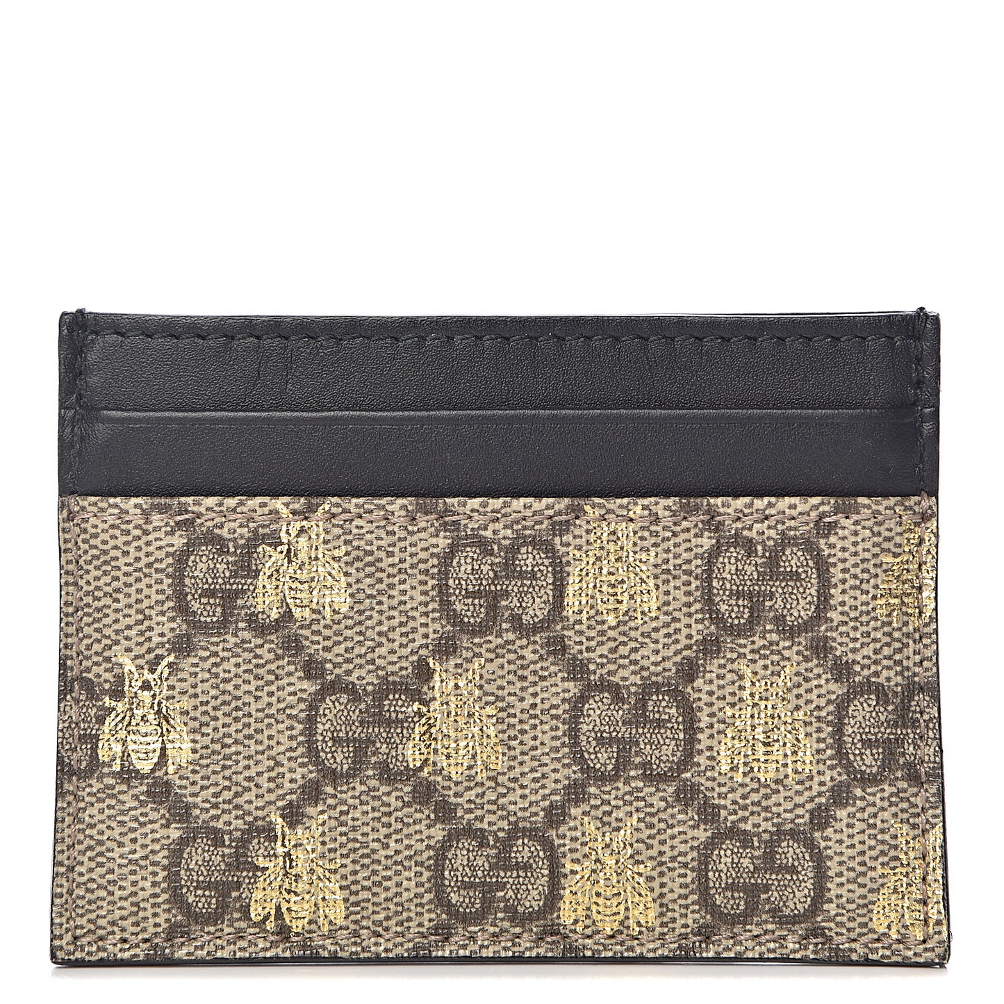 GG Supreme Monogram Bees Card Holder Black