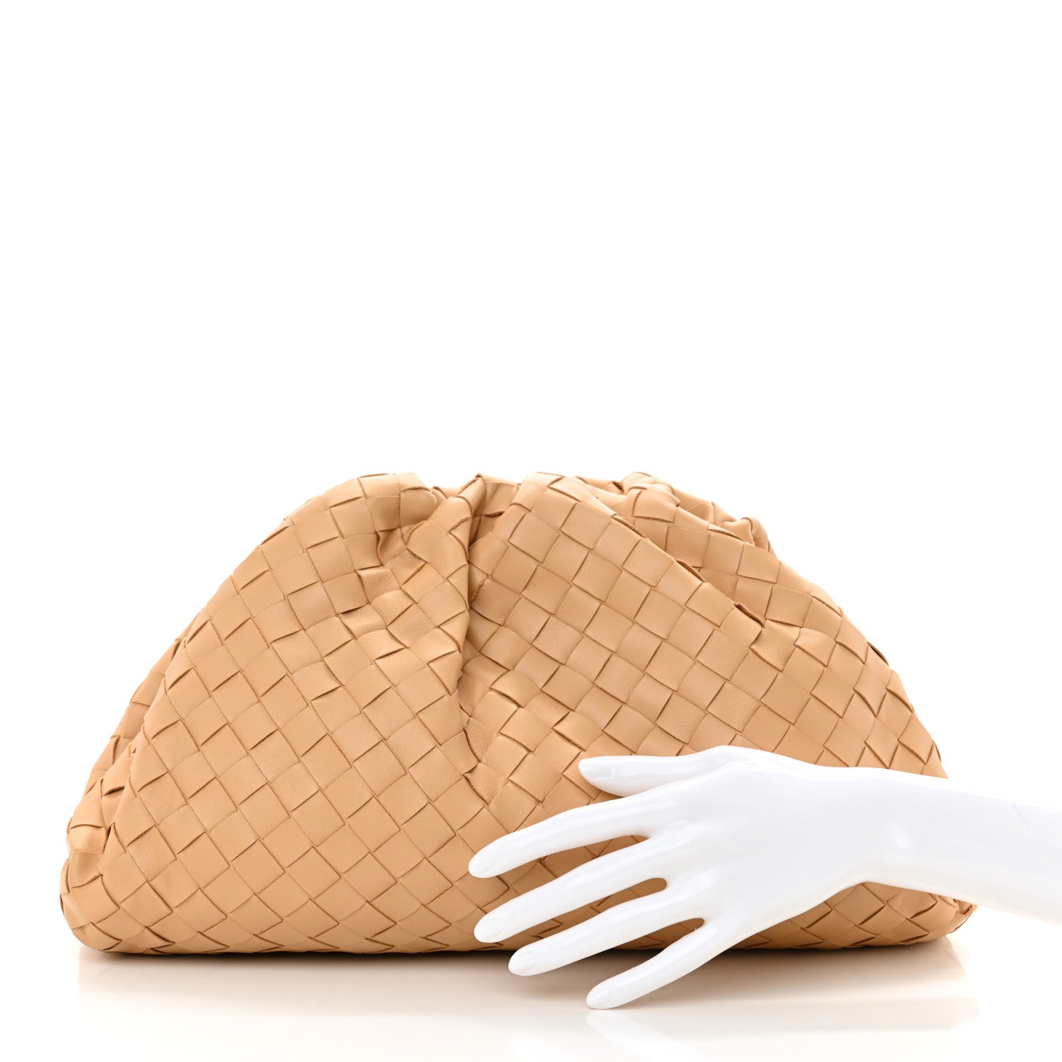 Bottega Veneta Nappa Maxi Intrecciato The Pouch Oversized Clutch Almond 2 of 10