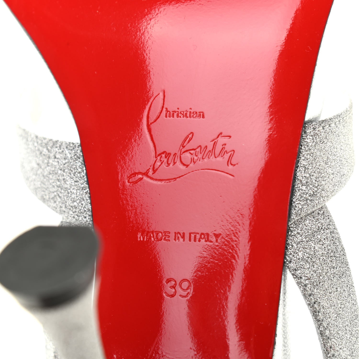 Christian Louboutin Glitter Calfskin Taralita 85 Thong Sandals 39 Silver 11 of 22