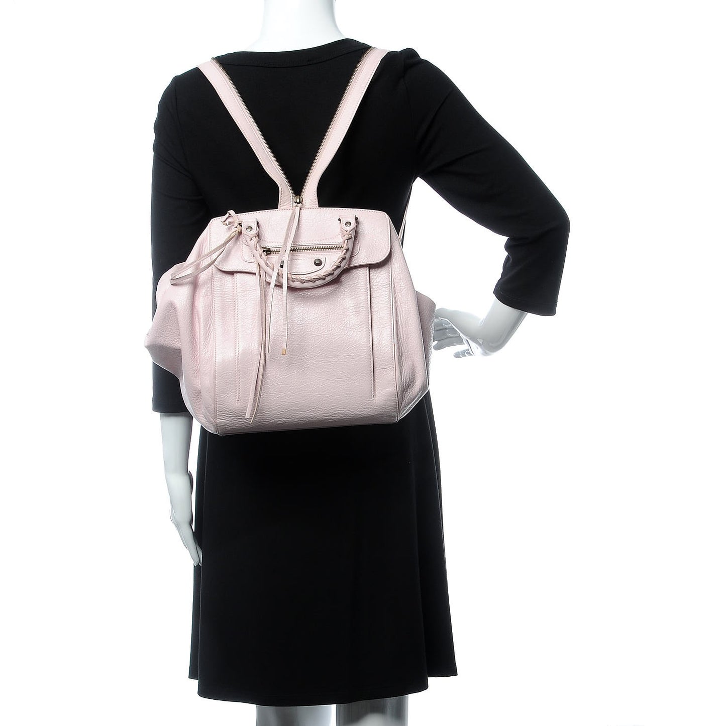 Agneau Classic Hardware Zip Traveler Backpack Rose Poudre Rose Petunia