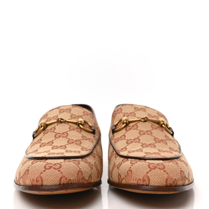 Gucci Canvas GG Monogram Horsebit Mens Jordaan Loafers 10.5 Beige Ruggine Light Brown 2 of 8