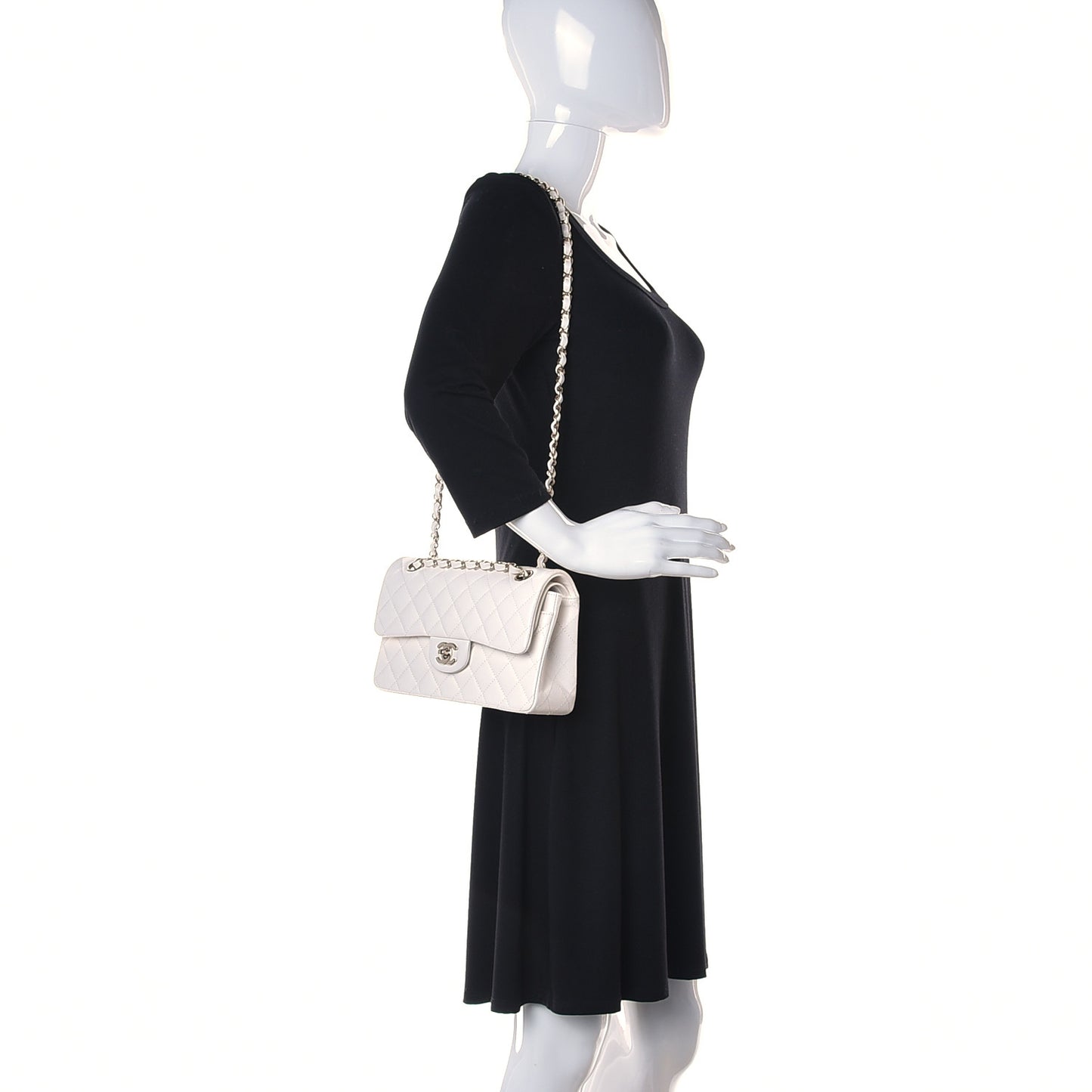 Caviar Quilted Small Double Flap White