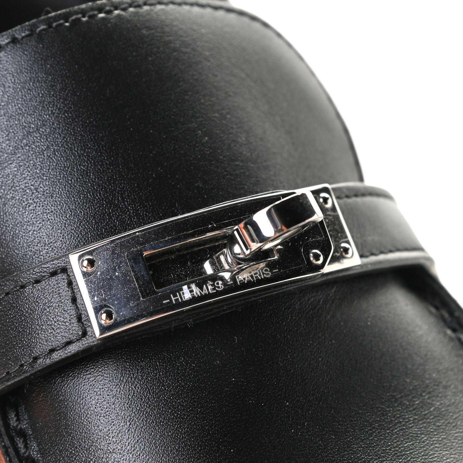 Hermes Calfskin Womens Destin Loafer 37.5 Black 7 of 11