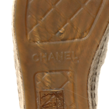 Chanel Tweed CC Espadrilles 36 Ecru White Blue Black 7 of 9