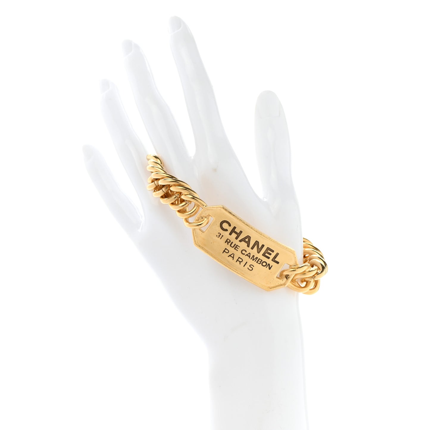 Metal 31 Rue Cambon Paris ID Chain Bracelet Gold
