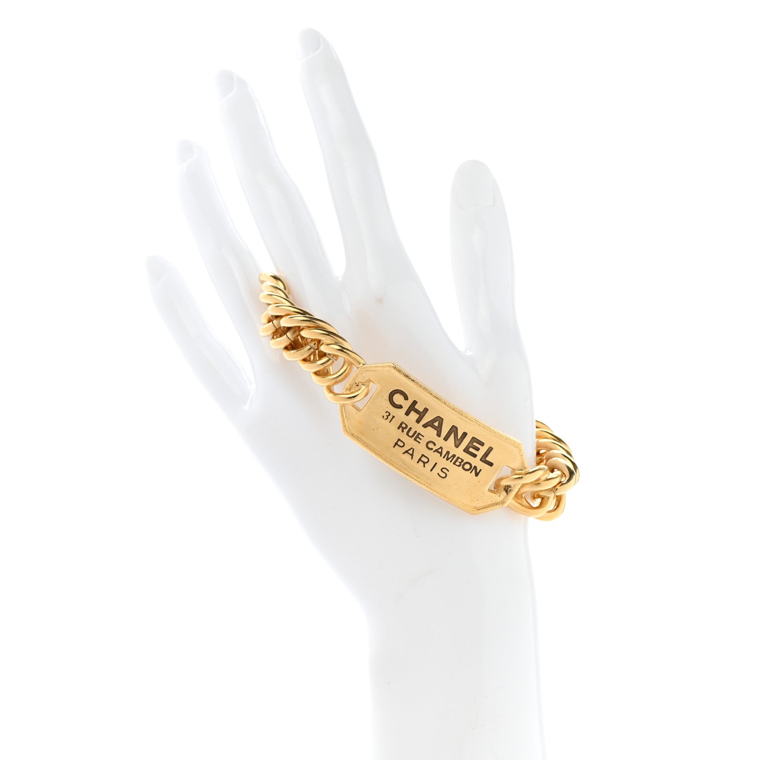 Chanel Metal 31 Rue Cambon Paris ID Chain Bracelet Gold 2 of 4