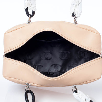 Chanel Calfskin Quilted Large Cambon Bowler Beige Black 10 of 11
