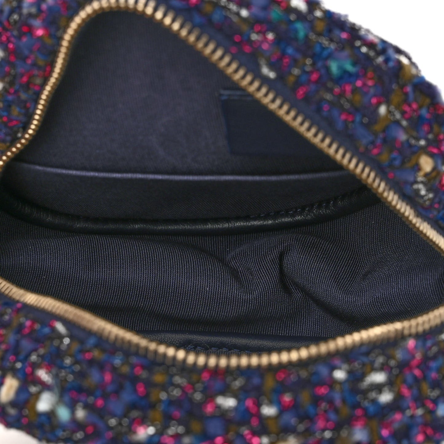 Tweed Round Clutch With Chain Multicolor
