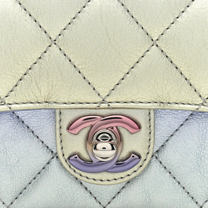 Chanel Gradient Metallic Calfskin Quilted Clutch Silver Blue Yellow Purple 8 of 10