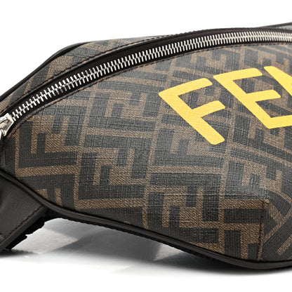 Fendi Shiny Glazed Fabric Vitello Cover FF 1974 Logo Belt Bag Black 9 of 11