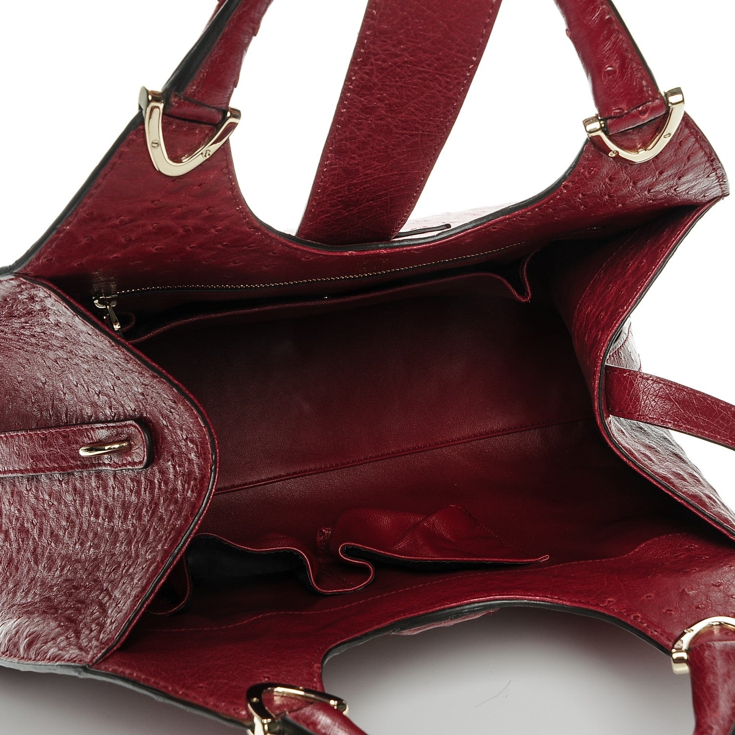 Gucci Ostrich Stirrup Top Handle Bag Raspberry 5 of 7