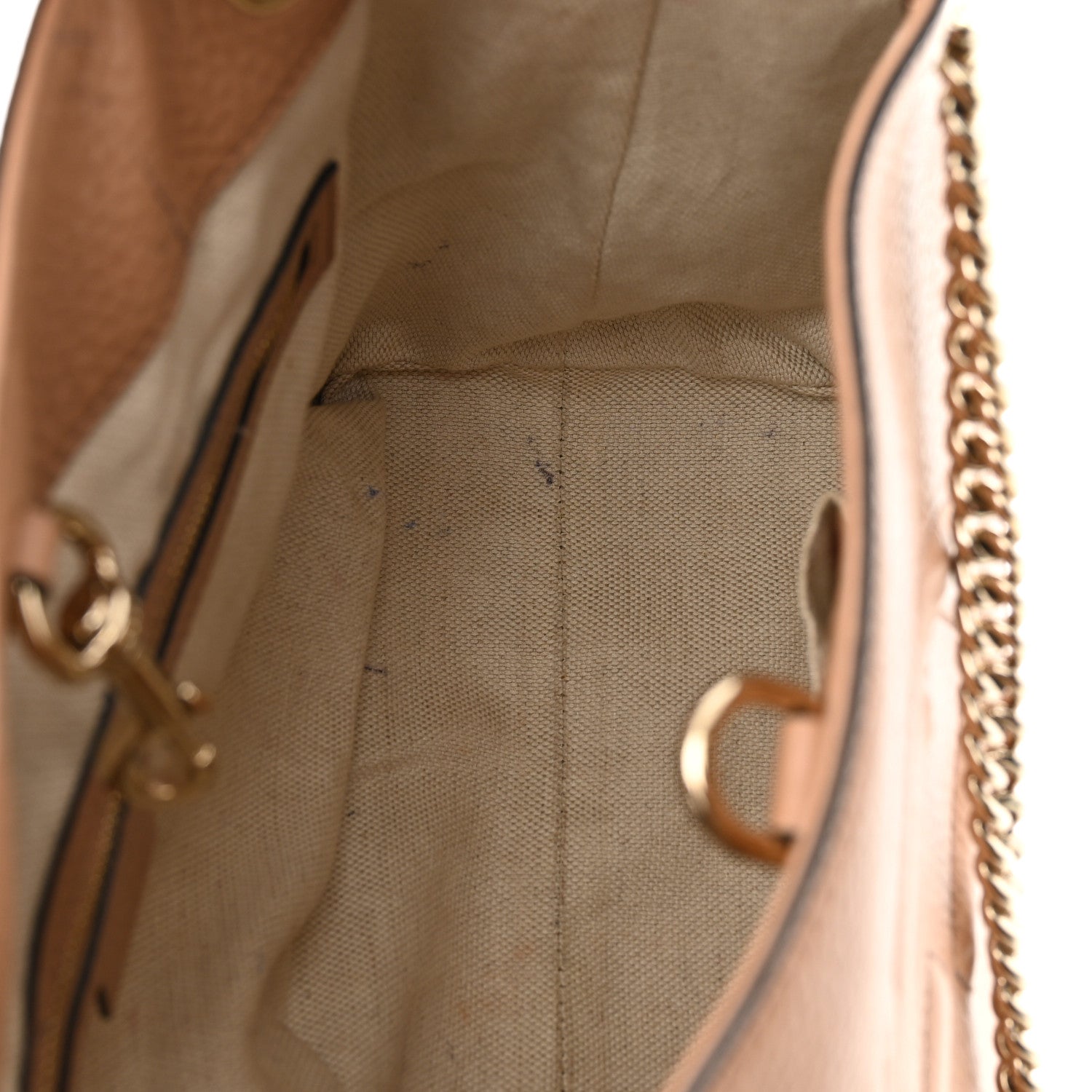 Gucci Pebbled Calfskin Medium Soho Chain Shoulder Bag Rose Beige 14 of 16