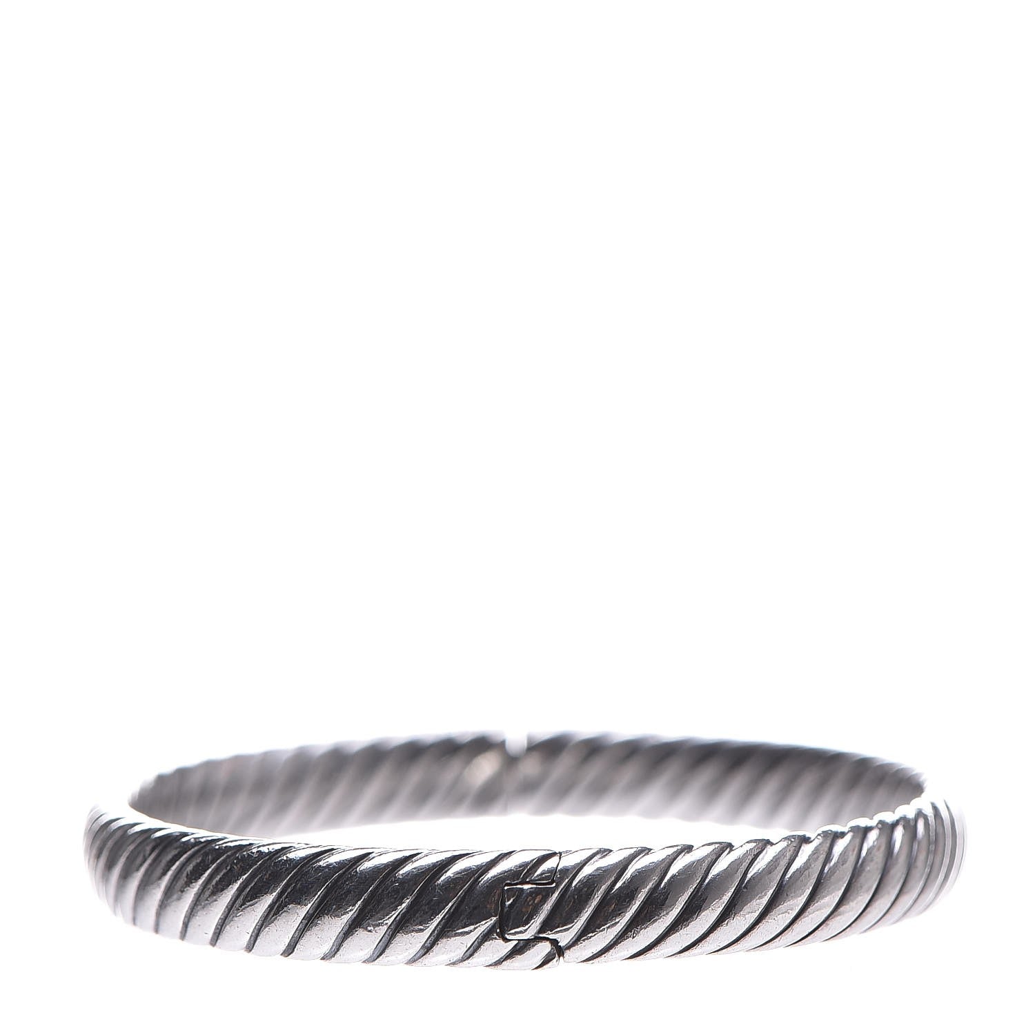 David Yurman Sterling Silver 18K Yellow Gold 7mm Sculpted Cable Bangle Bracelet M 3 of 5