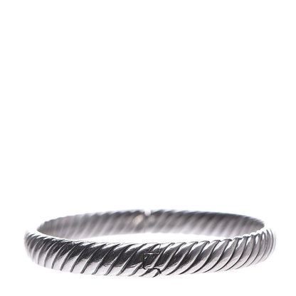 David Yurman Sterling Silver 18K Yellow Gold 7mm Sculpted Cable Bangle Bracelet M 3 of 5