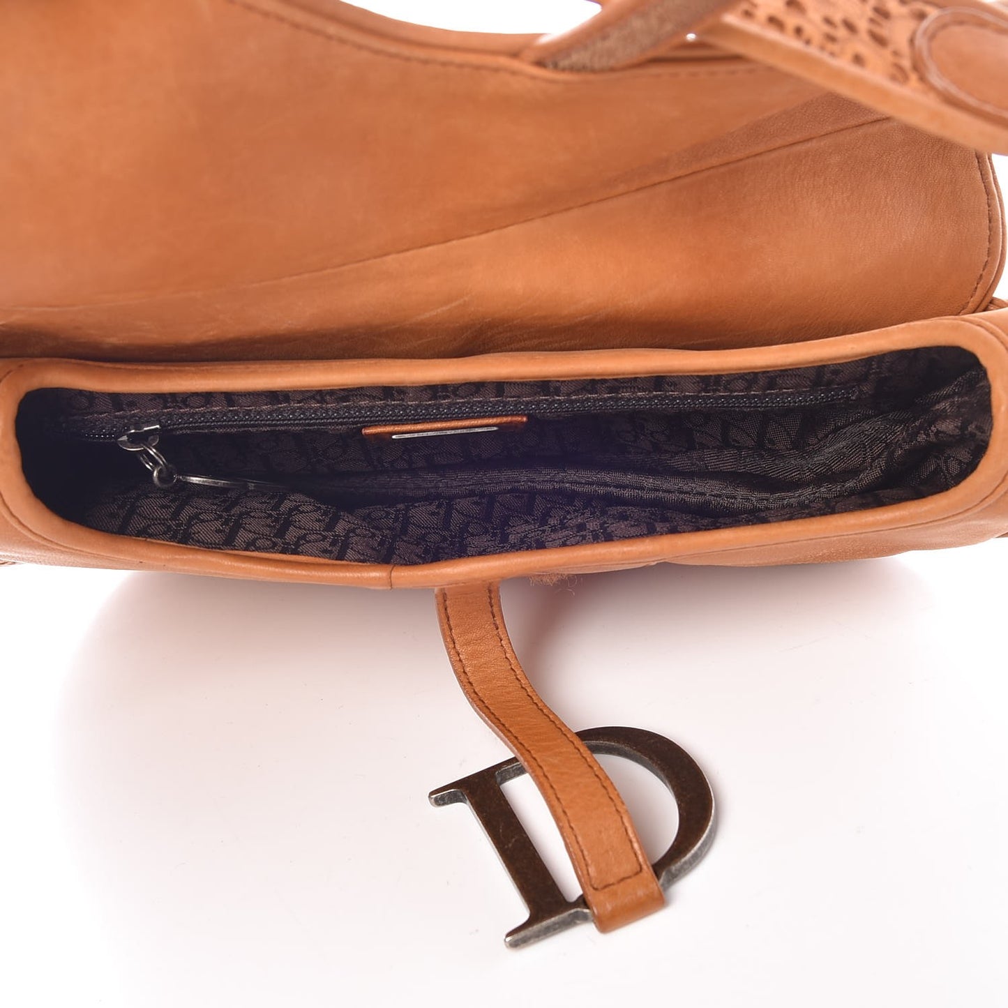 Lambskin Laser Cut Saddle Bag Tan