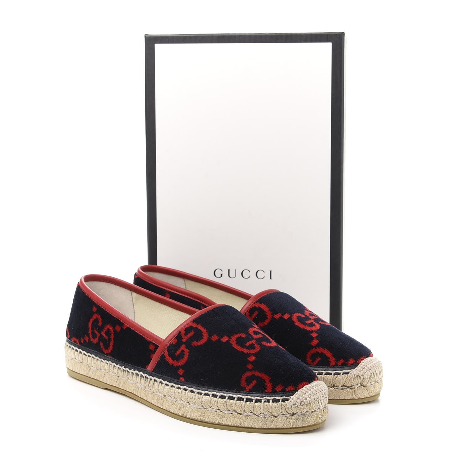 Gucci Terry Cloth GG Monogram Espadrilles 40 Blue Red 9 of 9