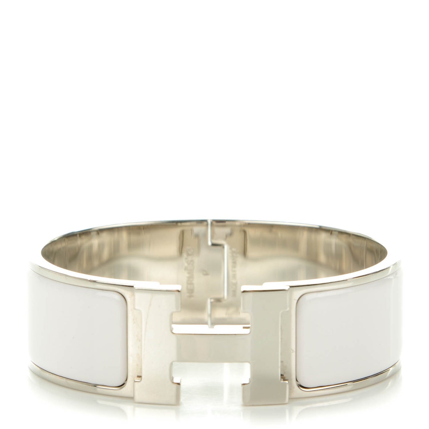 Enamel Wide Clic Clac H Bracelet GM White