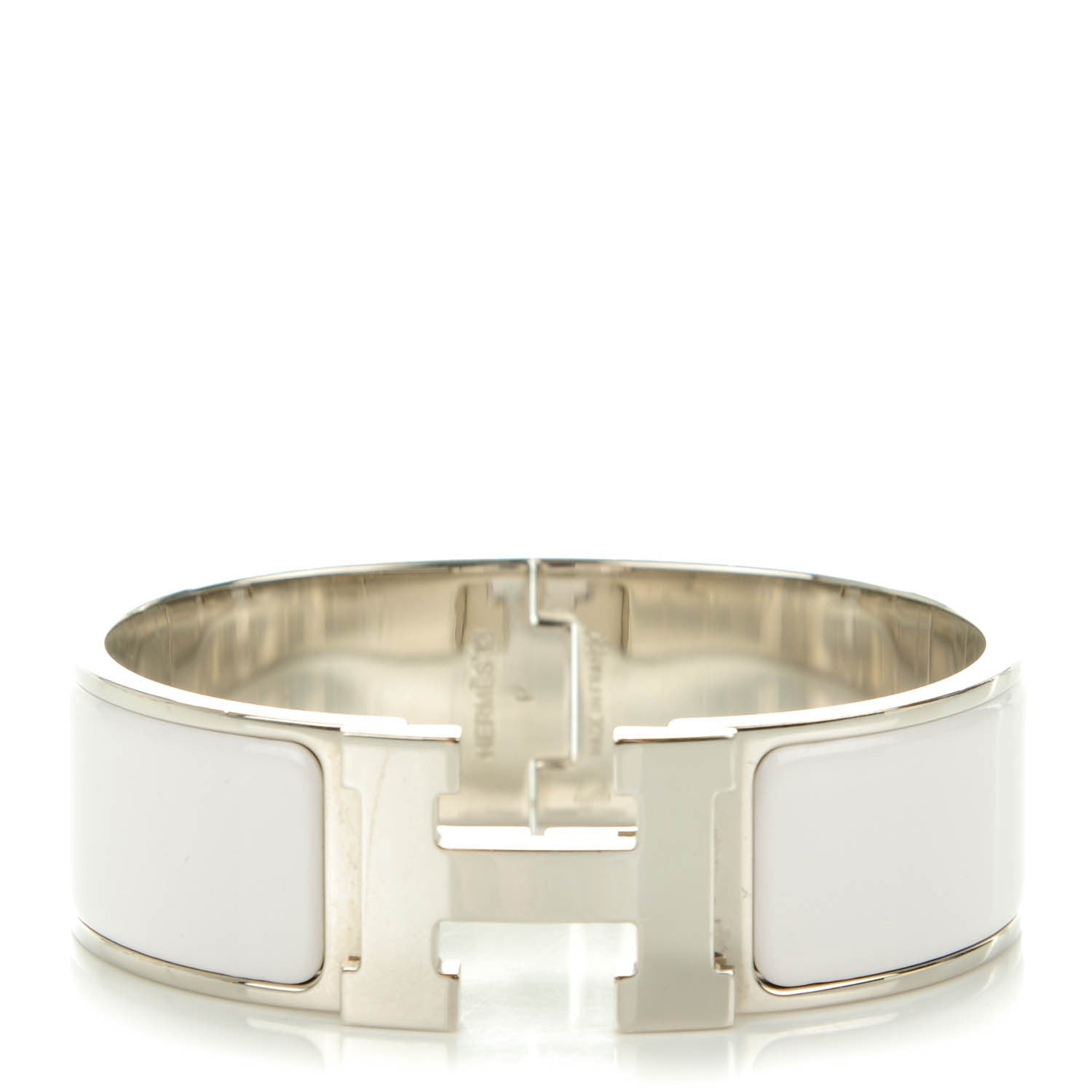 Hermes Enamel Wide Clic Clac H Bracelet GM White 1 of 5