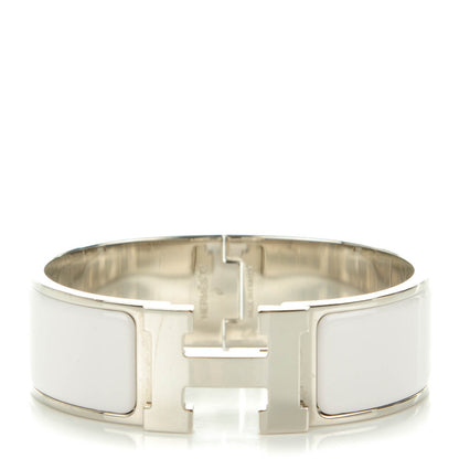 Hermes Enamel Wide Clic Clac H Bracelet GM White 1 of 5