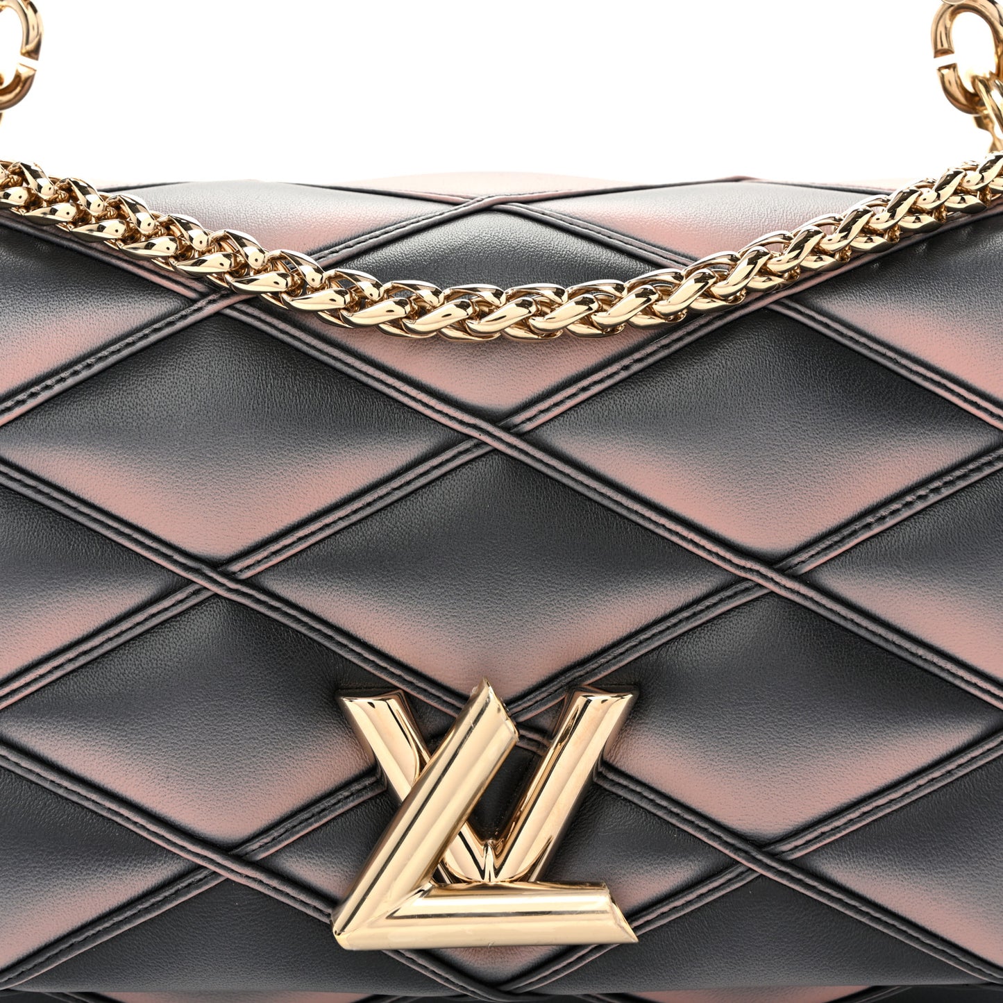 Lambskin Malletage Top Handle GO-14 MM Black Pink