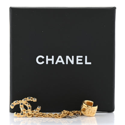 Chanel Crystal CC Chain Cuff Single Earring Gold Silver 5 of 5