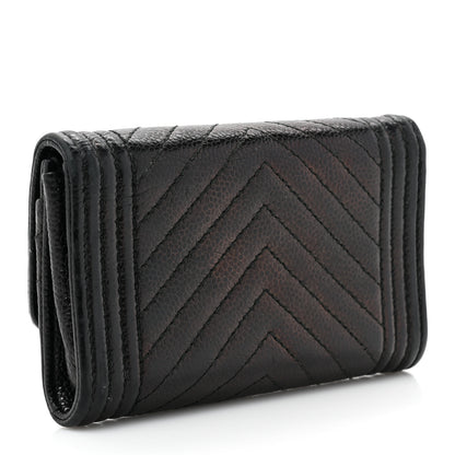 Chanel Caviar Chevron Quilted Boy Flap Card Holder Black 3 of 15