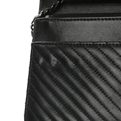 Chanel Lambskin Chevron Quilted Wallet On Chain WOC So Black 8 of 12