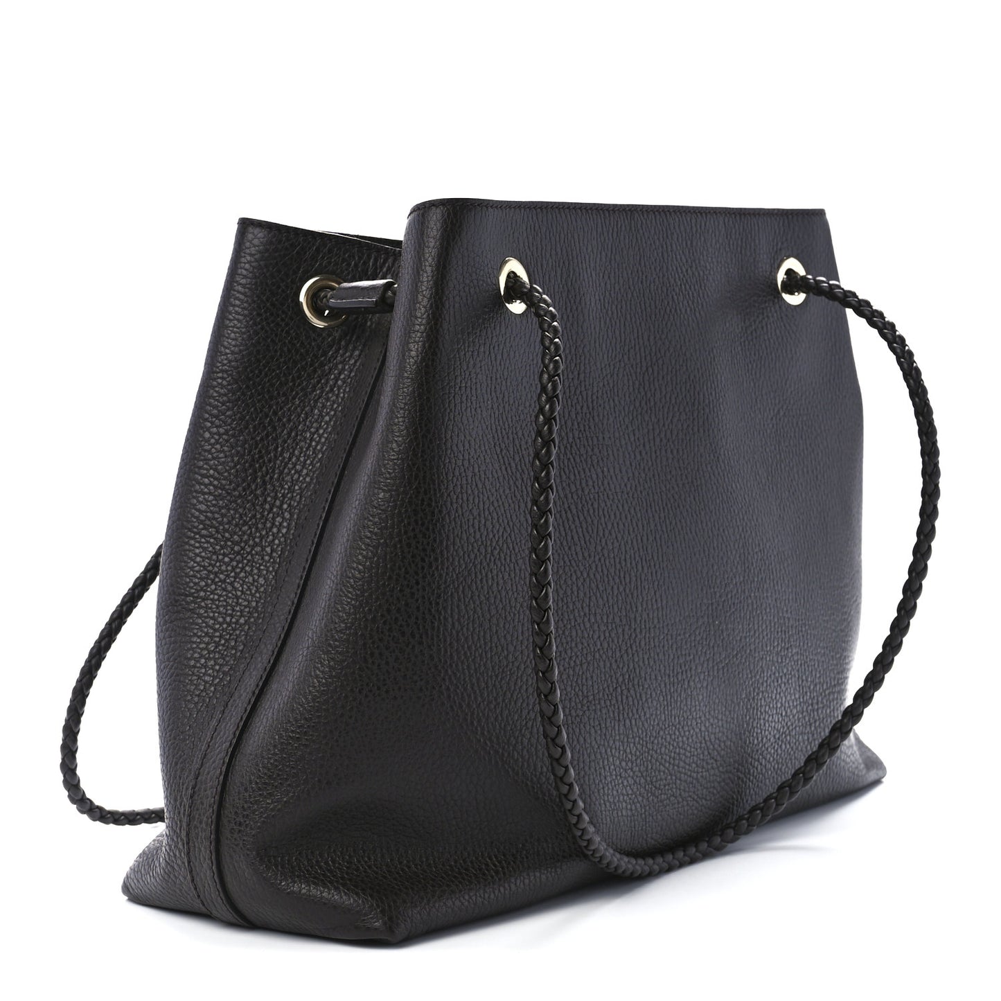 Calfskin Medium Braided Handle Gifford Tote Dark Brown