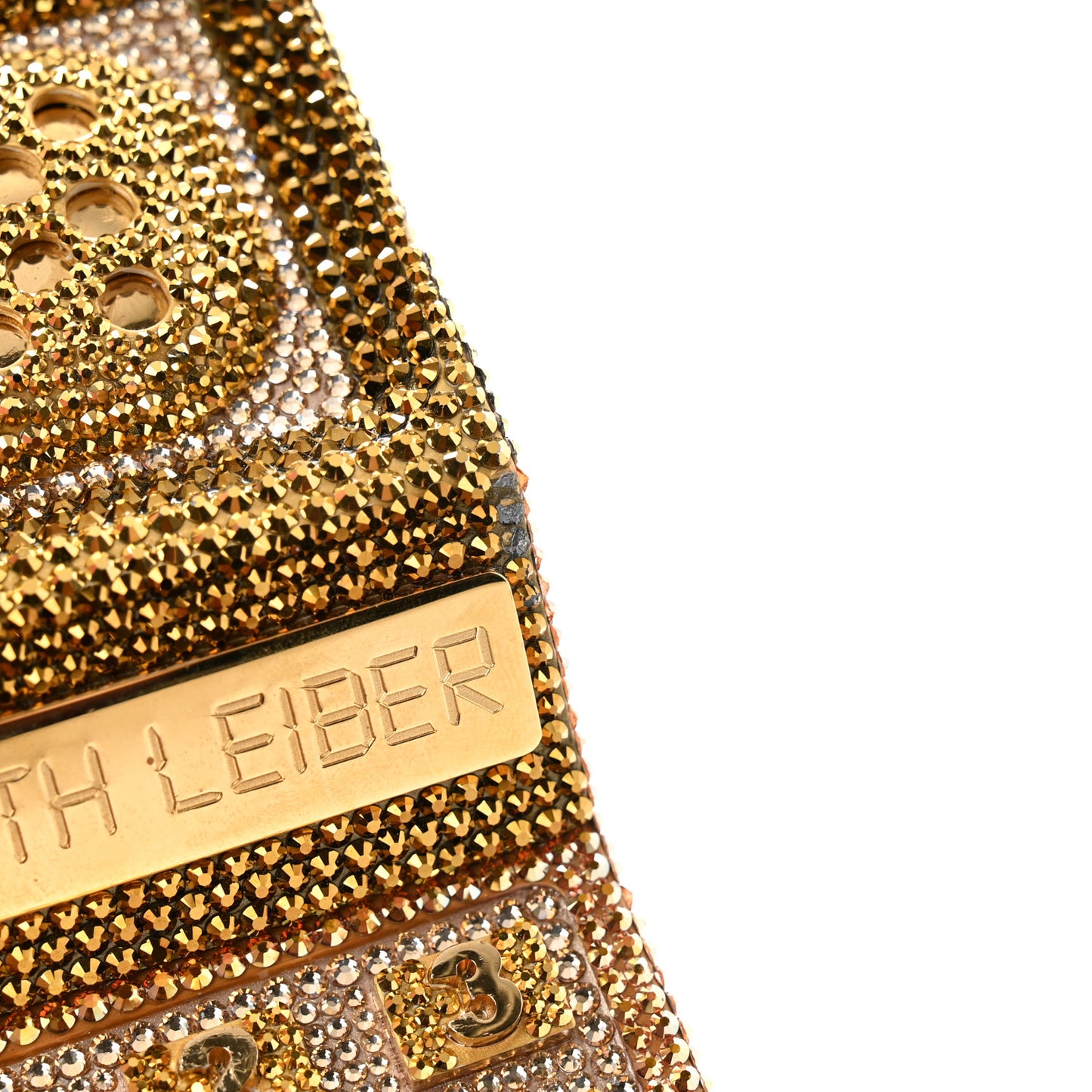 Austrian Crystal Call Me Brick Phone Minaudiere Clutch Multicolor Gold