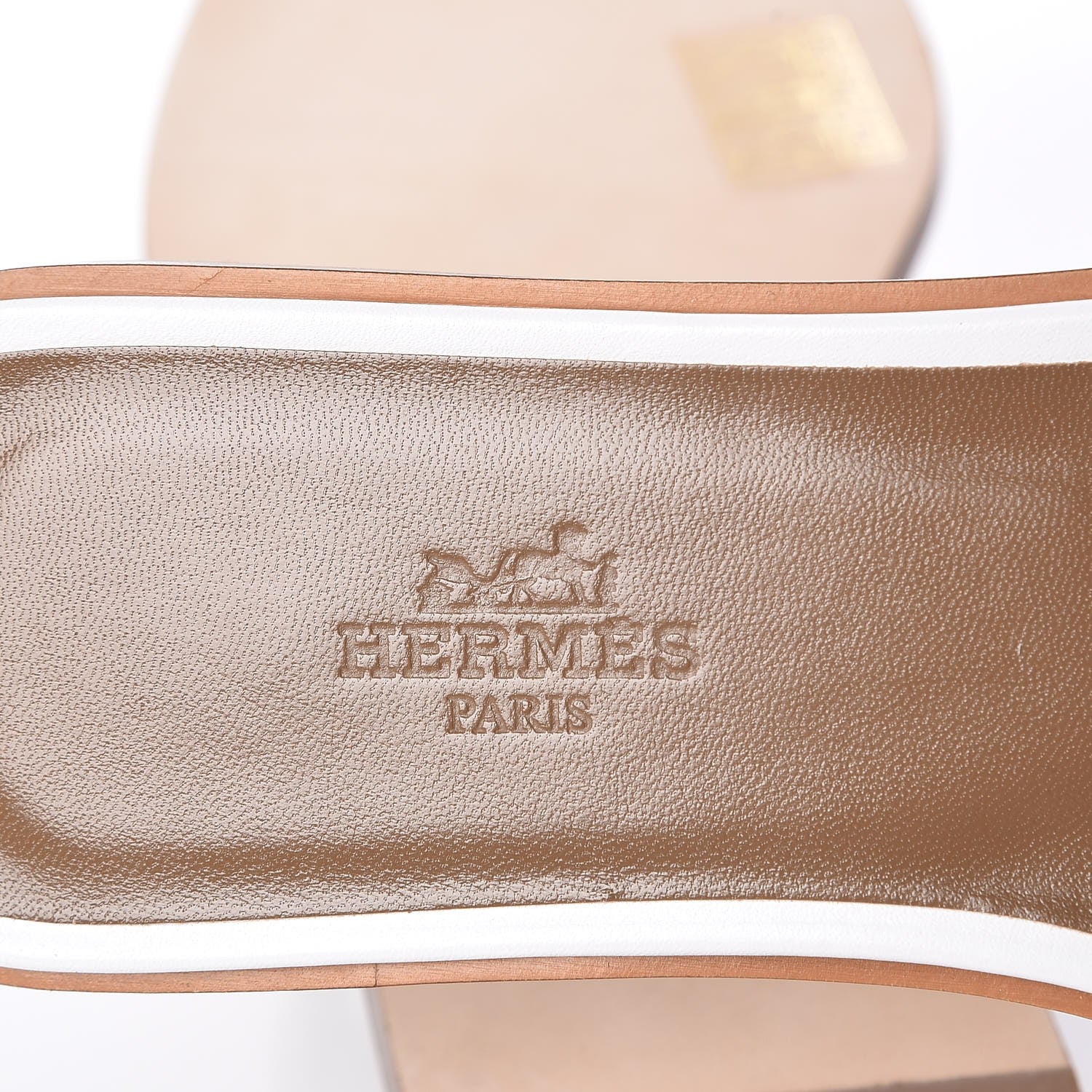 Hermes Box Calfskin Oran Sandals 37 White 7 of 16